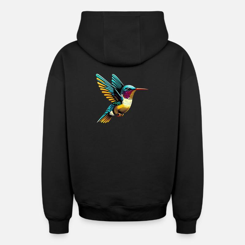 Colibri - Sweat à capuche unisexe zippé oversize épais SPREAD - noir