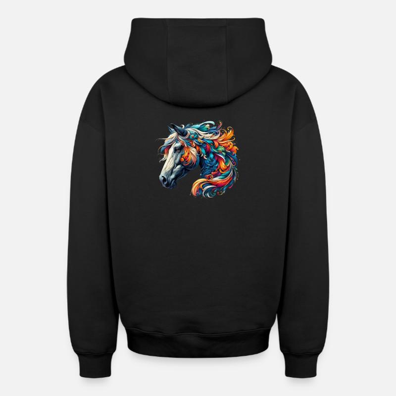 Cheval - Sweat à capuche unisexe zippé oversize épais SPREAD - noir