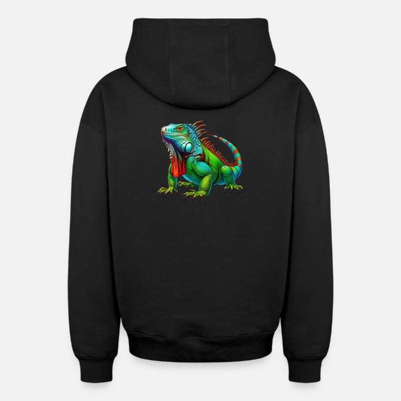 Iguane - Sweat à capuche unisexe zippé oversize épais SPREAD - noir