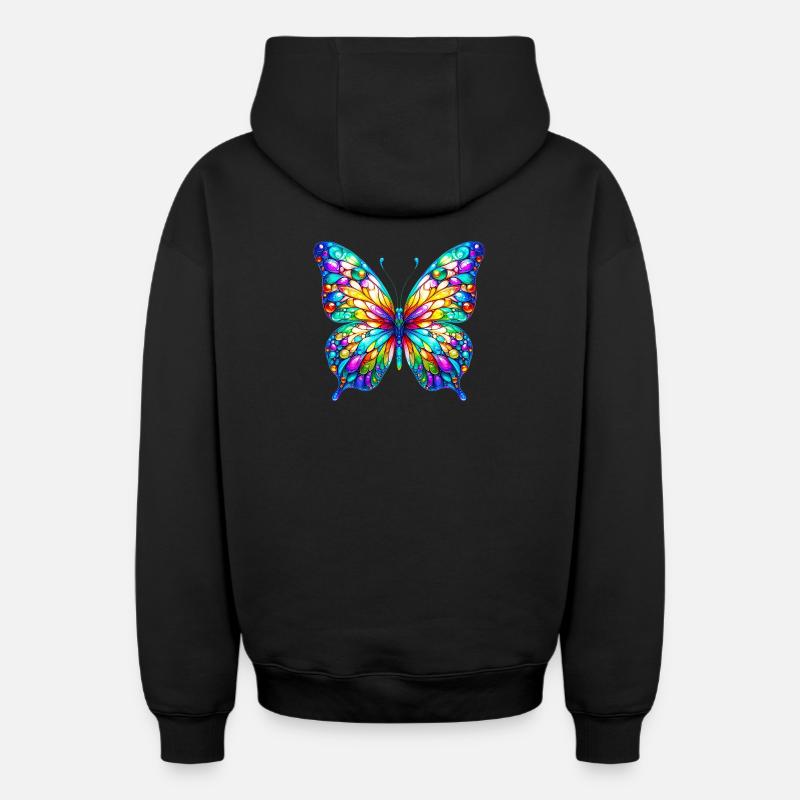 Papillon - Sweat à capuche unisexe zippé oversize épais SPREAD - noir