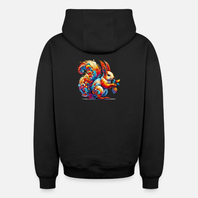 Écureuil - Sweat à capuche unisexe zippé oversize épais SPREAD - noir