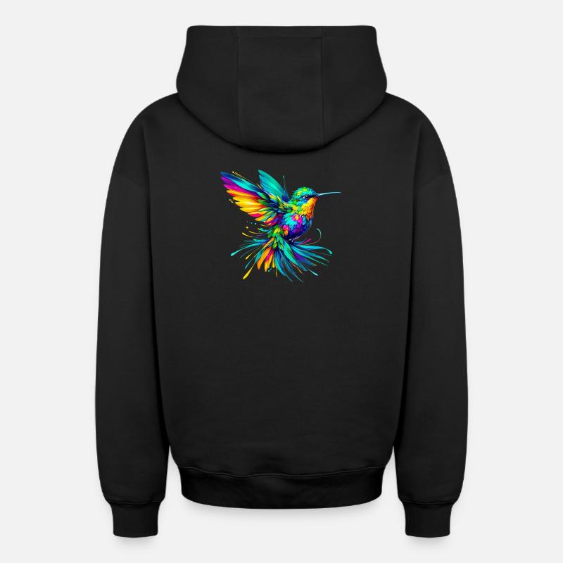 Colibri - Sweat à capuche unisexe zippé oversize épais SPREAD - noir