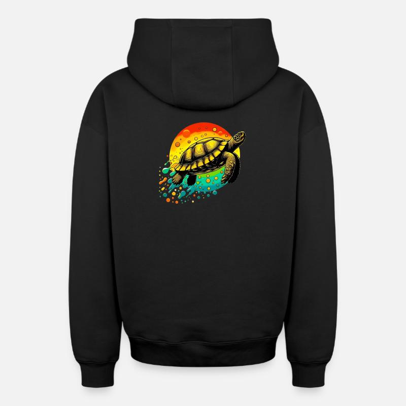Tortue - Sweat à capuche unisexe zippé oversize épais SPREAD - noir