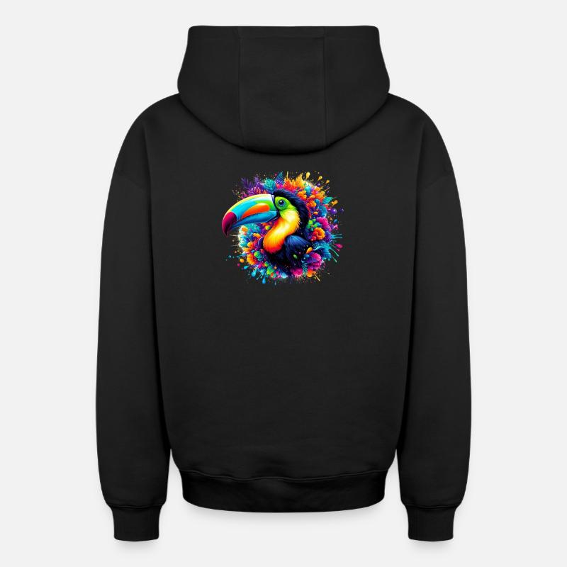 Toucan - Sweat à capuche unisexe zippé oversize épais SPREAD - noir