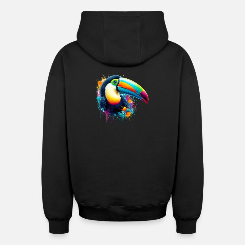 Toucan - Sweat à capuche unisexe zippé oversize épais SPREAD - noir
