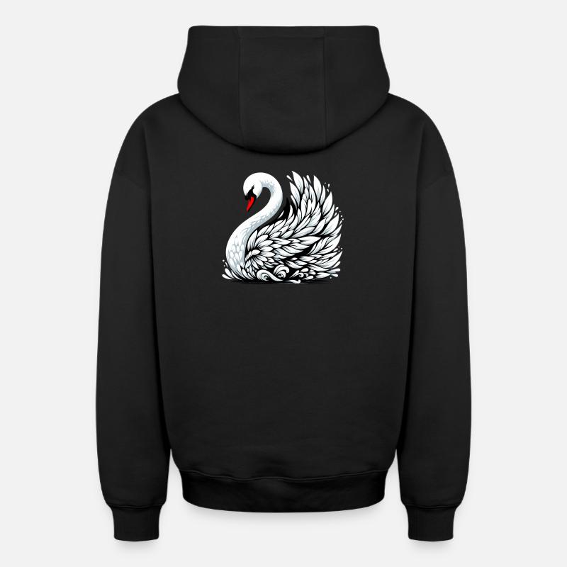 Cygne - Sweat à capuche unisexe zippé oversize épais SPREAD - noir
