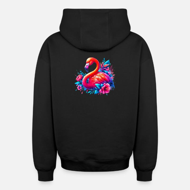 Flamant - Sweat à capuche unisexe zippé oversize épais SPREAD - noir