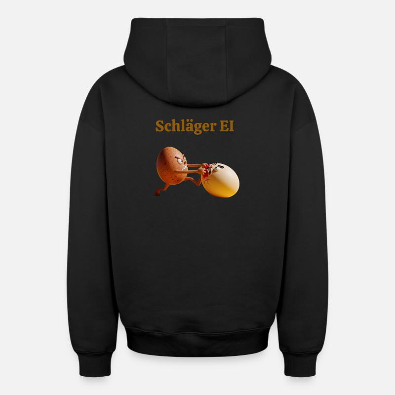 Schläger Ei – Lustiger Eierkampf - Oversized Heavyweight Unisex Zip Hoodie - Schwarz