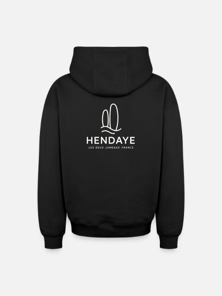 Motif Nature hendaye - Sweat à capuche unisexe zippé oversize épais SPREAD - noir
