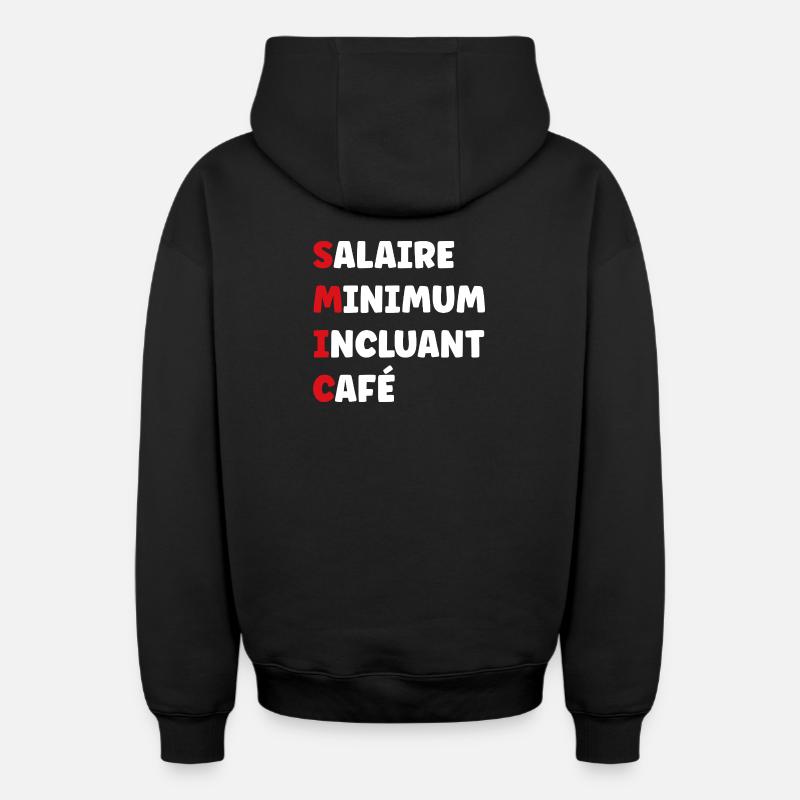Mindestlohn einschließlich Kaffee SMIC - Oversized Heavyweight Unisex Zip Hoodie - Schwarz