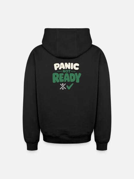 Calmness beats panic, lifestyle, - Oversized Heavyweight Unisex Zip Hoodie - black