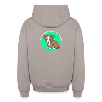 Animal welfare dogs are the best dogs - Oversized Heavyweight Unisex Zip Hoodie - taupe - Back - AI Model Male 178 light (178cm)