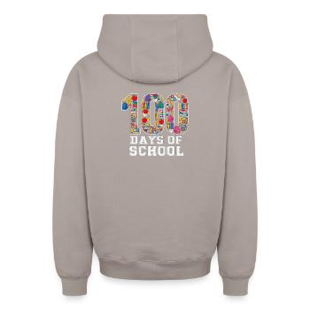100 Days Classroom School Supplies Student Pride - Oversized Heavyweight Unisex Zip Hoodie - taupe - Back - AI Model Male 178 light (178cm)