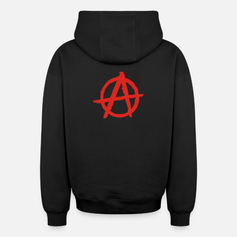 anarchie - Sweat à capuche unisexe zippé oversize épais SPREAD - noir