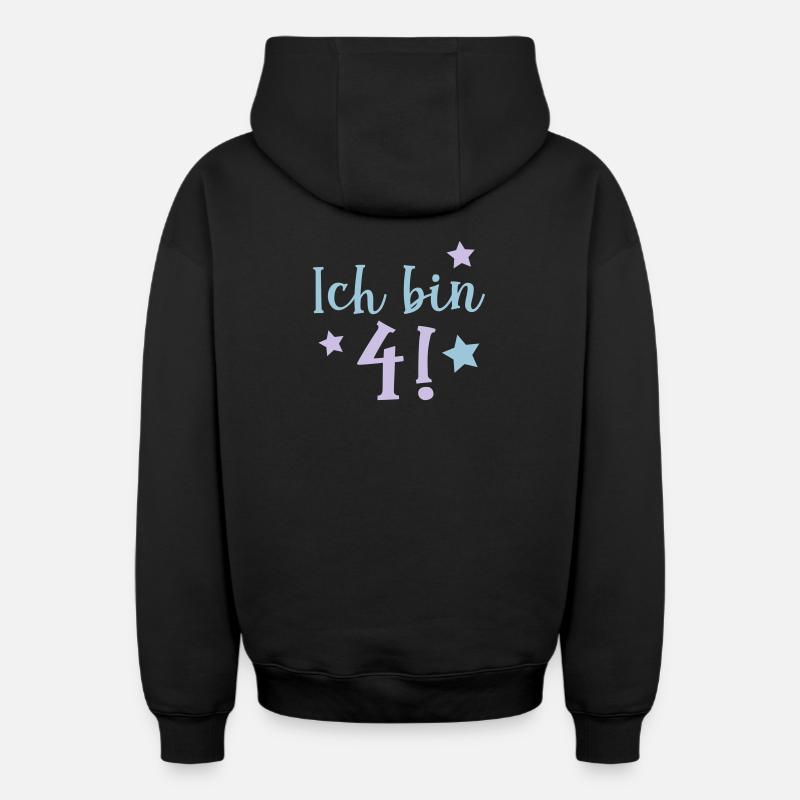 ich bin 4! - Oversized Heavyweight Unisex Zip Hoodie - Schwarz