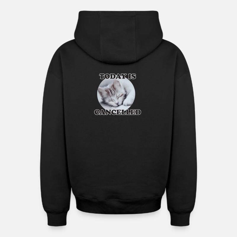 chat endormi - Sweat à capuche unisexe zippé oversize épais SPREAD - noir