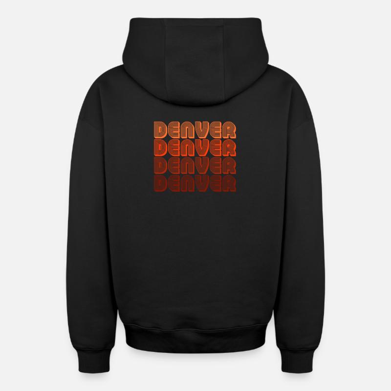 Denver Gradient Retro Muster - Oversized Heavyweight Unisex Zip Hoodie - Schwarz