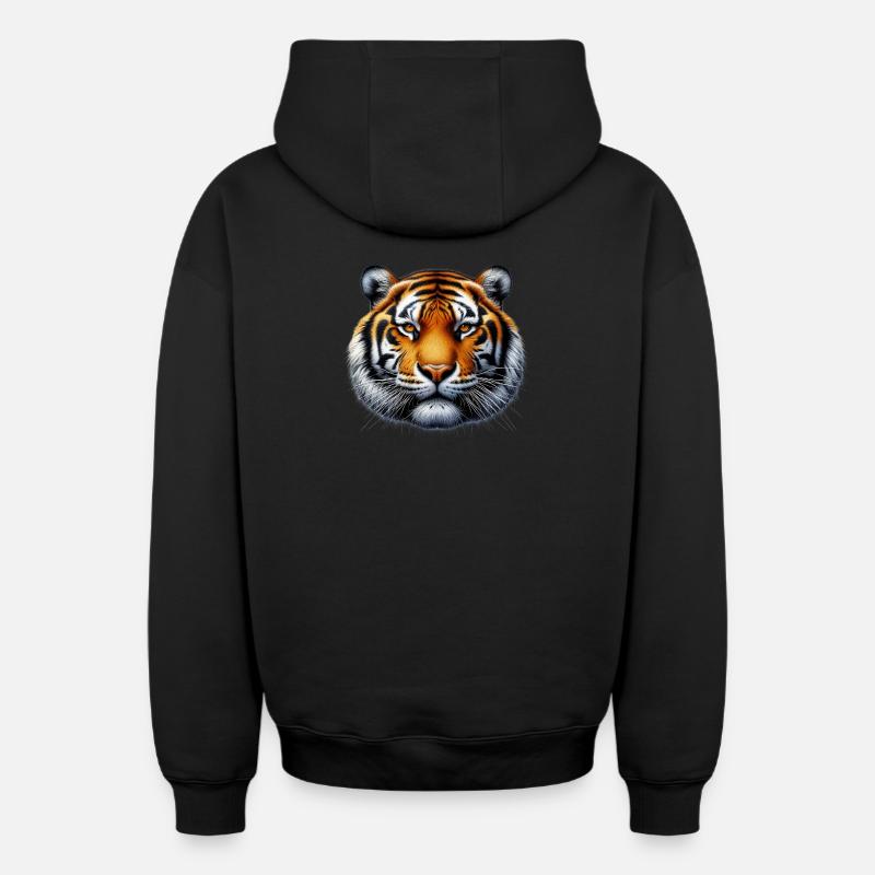 Tigre - Sweat à capuche unisexe zippé oversize épais SPREAD - noir