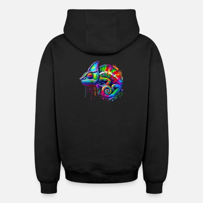 Caméléon - Sweat à capuche unisexe zippé oversize épais SPREAD - noir