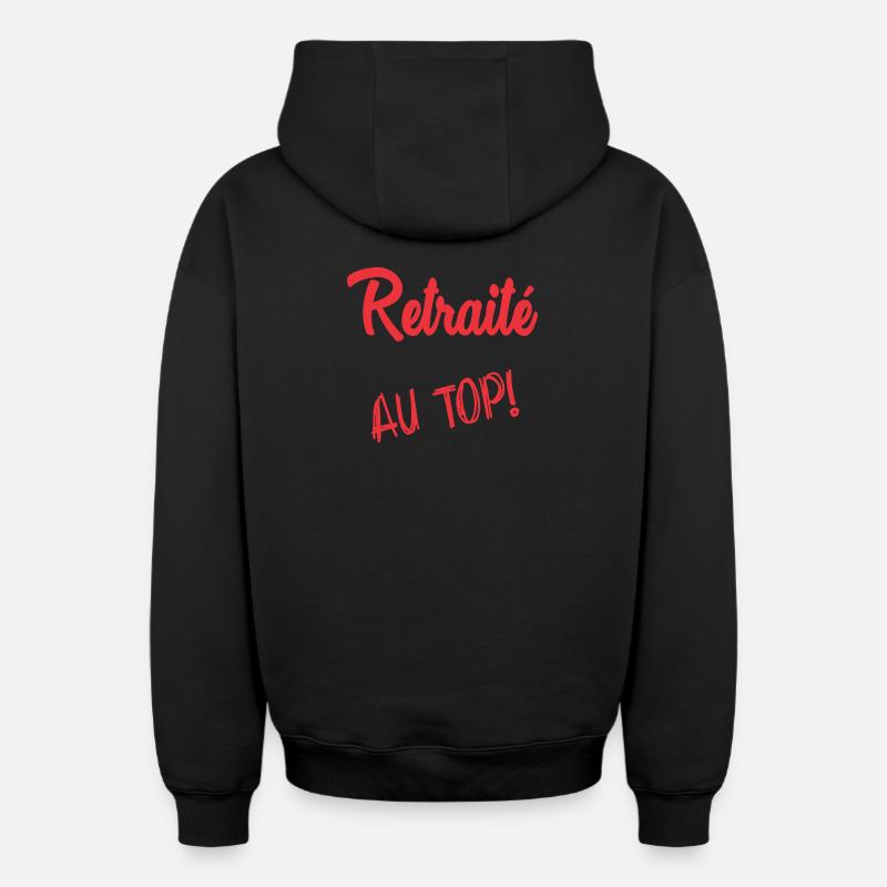 RETRAITE. RETRAITE. RETRAITEE - Sweat à capuche unisexe zippé oversize épais SPREAD - noir