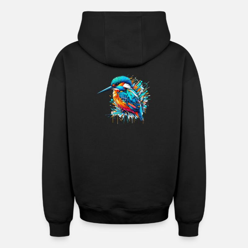 Martin-pêcheur - Sweat à capuche unisexe zippé oversize épais SPREAD - noir