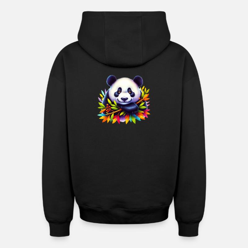 Panda - Sweat à capuche unisexe zippé oversize épais SPREAD - noir