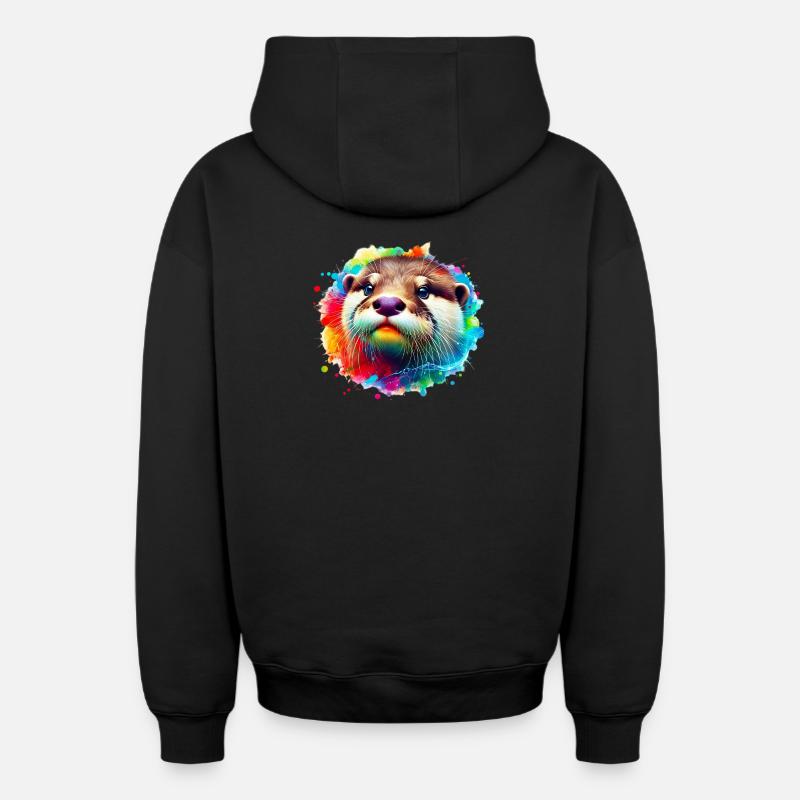 Loutre - Sweat à capuche unisexe zippé oversize épais SPREAD - noir