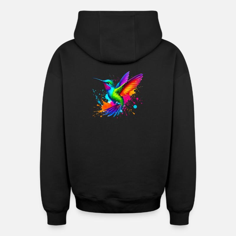 Colibri - Sweat à capuche unisexe zippé oversize épais SPREAD - noir