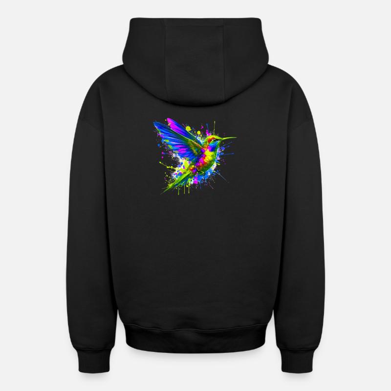 Colibri - Sweat à capuche unisexe zippé oversize épais SPREAD - noir