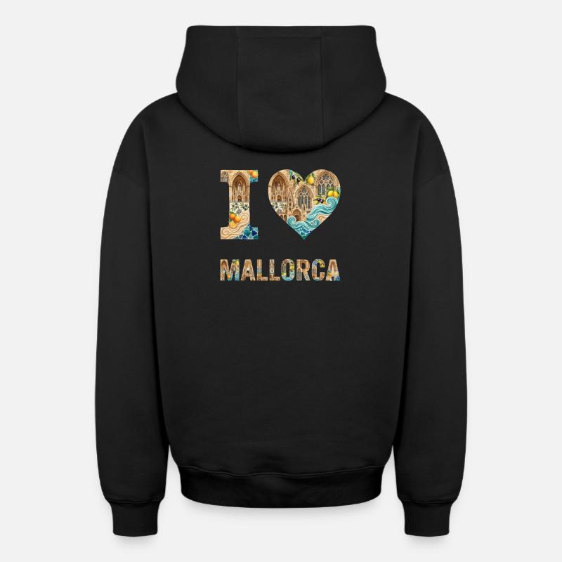 Majorque – Architecture méditerranéenne - Sweat à capuche unisexe zippé oversize épais SPREAD - noir