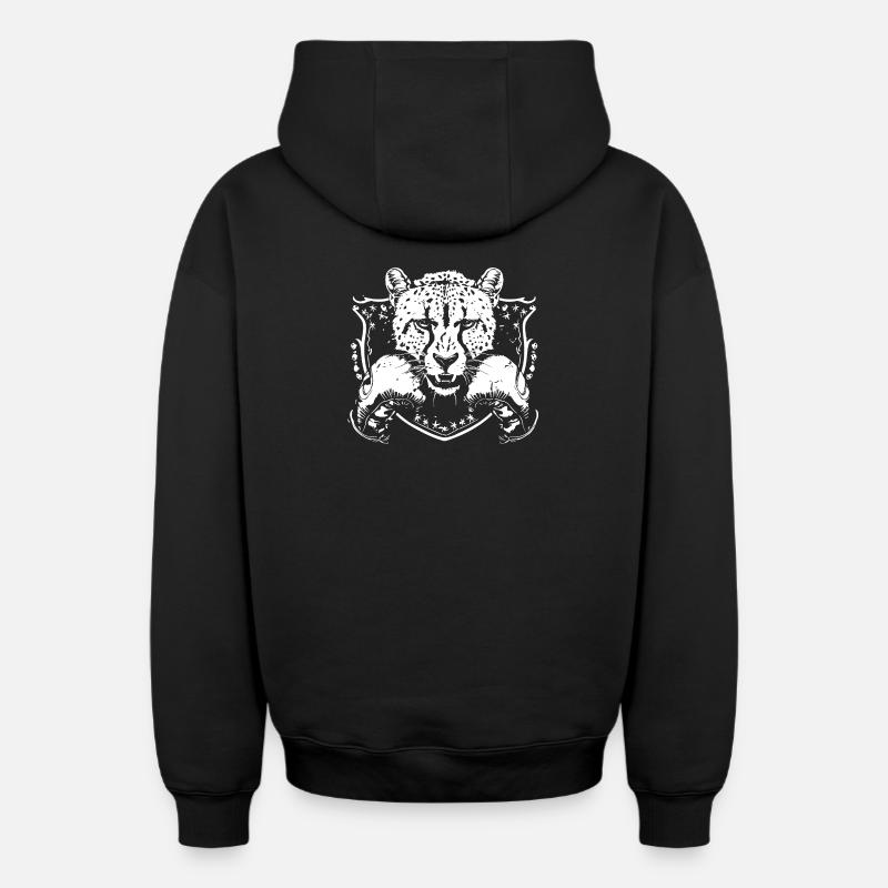 Boxe Guépard MMA - Sweat à capuche unisexe zippé oversize épais SPREAD - noir