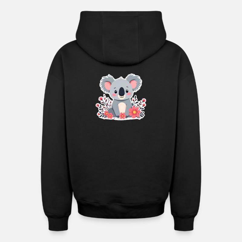 Koala - Sweat à capuche unisexe zippé oversize épais SPREAD - noir