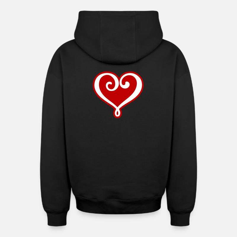 Icône de cœur - Sweat à capuche unisexe zippé oversize épais SPREAD - noir