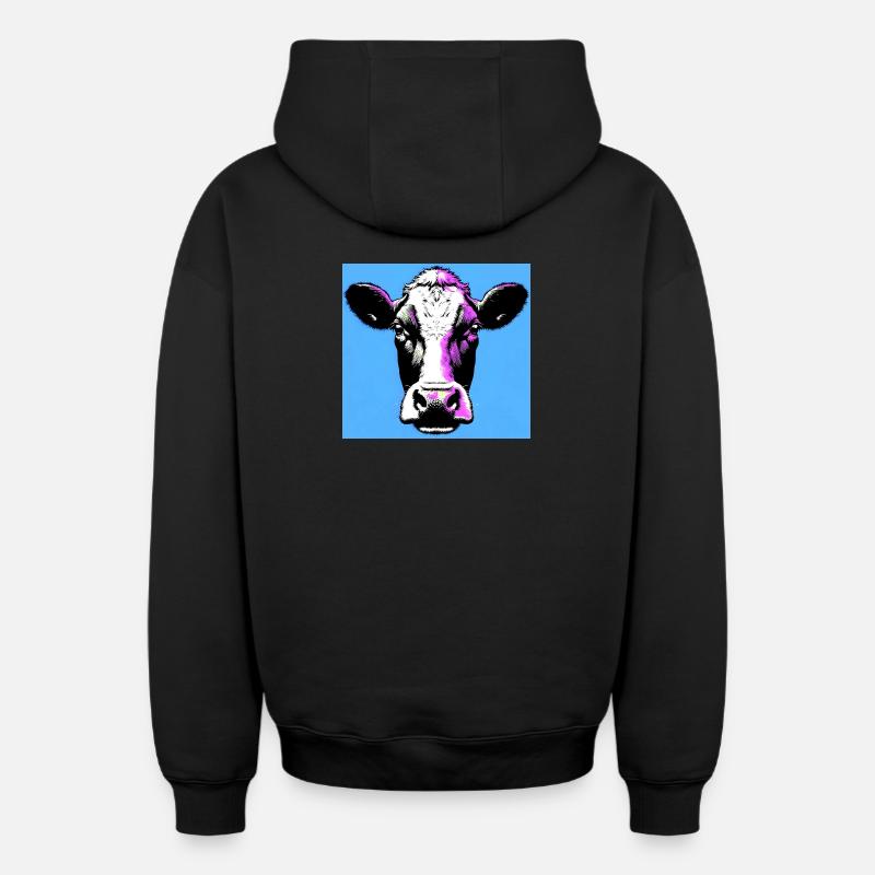 vache - Sweat à capuche unisexe zippé oversize épais SPREAD - noir