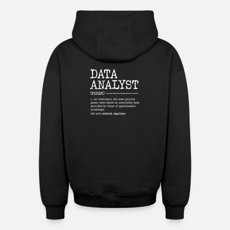 Data Analyst Meme Tee - Oversized Heavyweight Unisex Zip Hoodie - Schwarz
