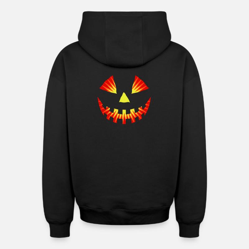 Citrouille lumineuse - Sweat à capuche unisexe zippé oversize épais SPREAD - noir