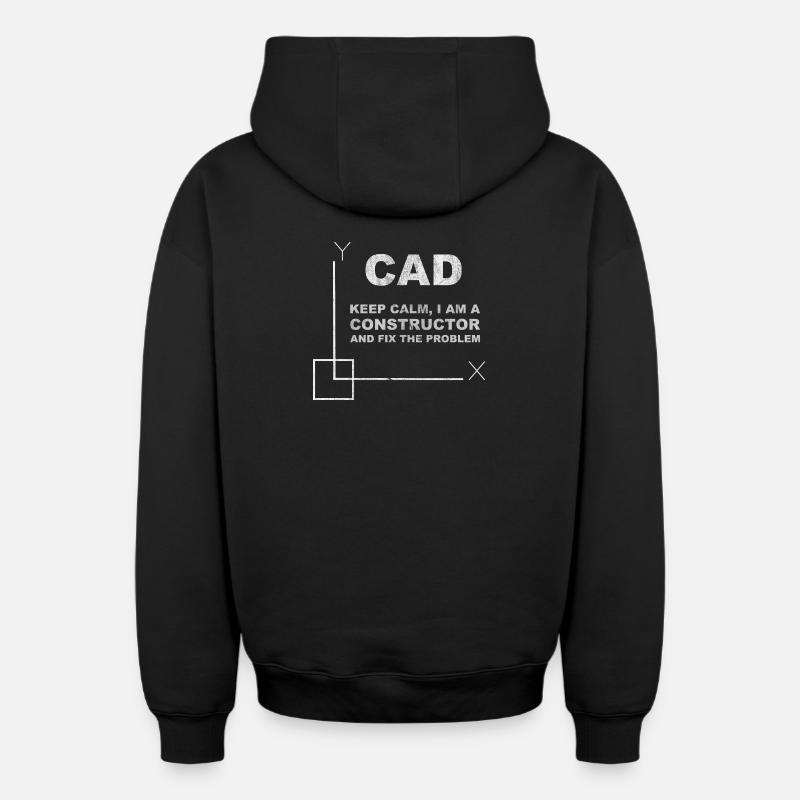 CAD Keep Calm Constructor Engineering - Oversized Heavyweight Unisex Zip Hoodie - Schwarz