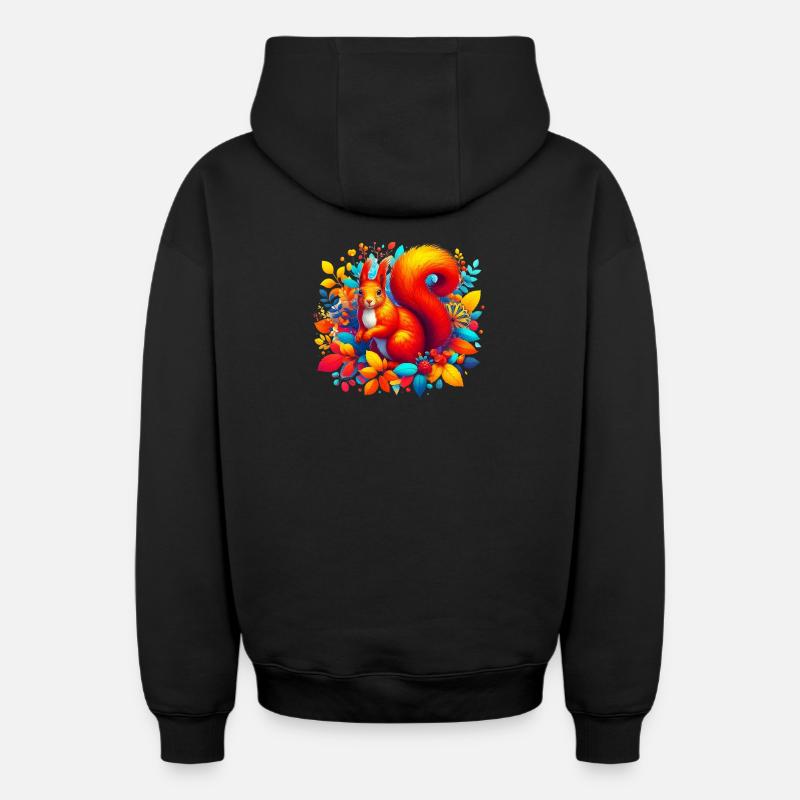 Écureuil - Sweat à capuche unisexe zippé oversize épais SPREAD - noir