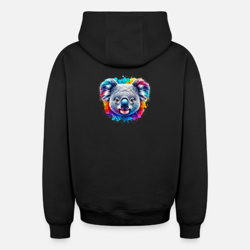 Koala - Sweat à capuche unisexe zippé oversize épais SPREAD - noir