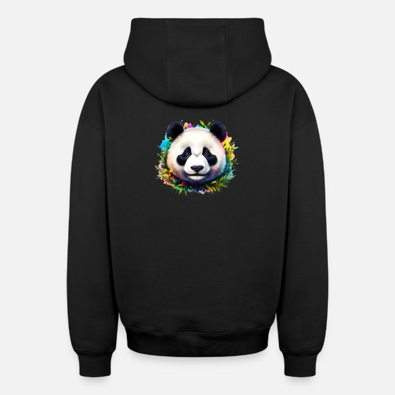 Panda - Sweat à capuche unisexe zippé oversize épais SPREAD - noir