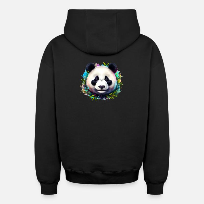 Panda - Sweat à capuche unisexe zippé oversize épais SPREAD - noir