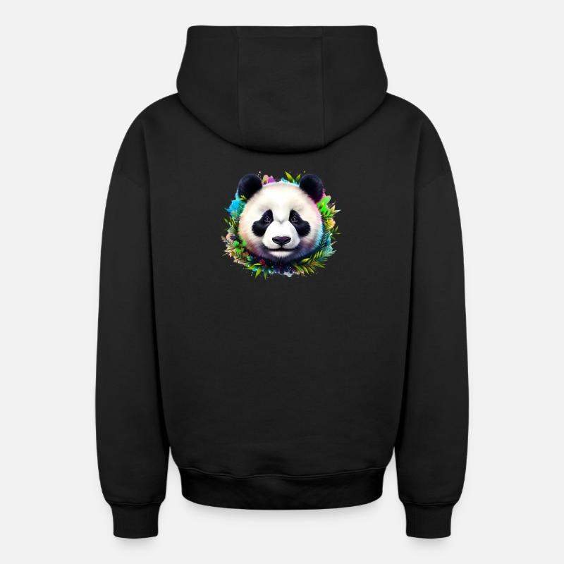 Panda - Sweat à capuche unisexe zippé oversize épais SPREAD - noir