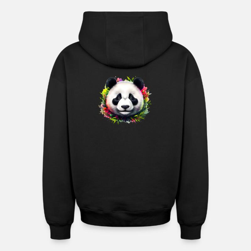 Panda - Sweat à capuche unisexe zippé oversize épais SPREAD - noir