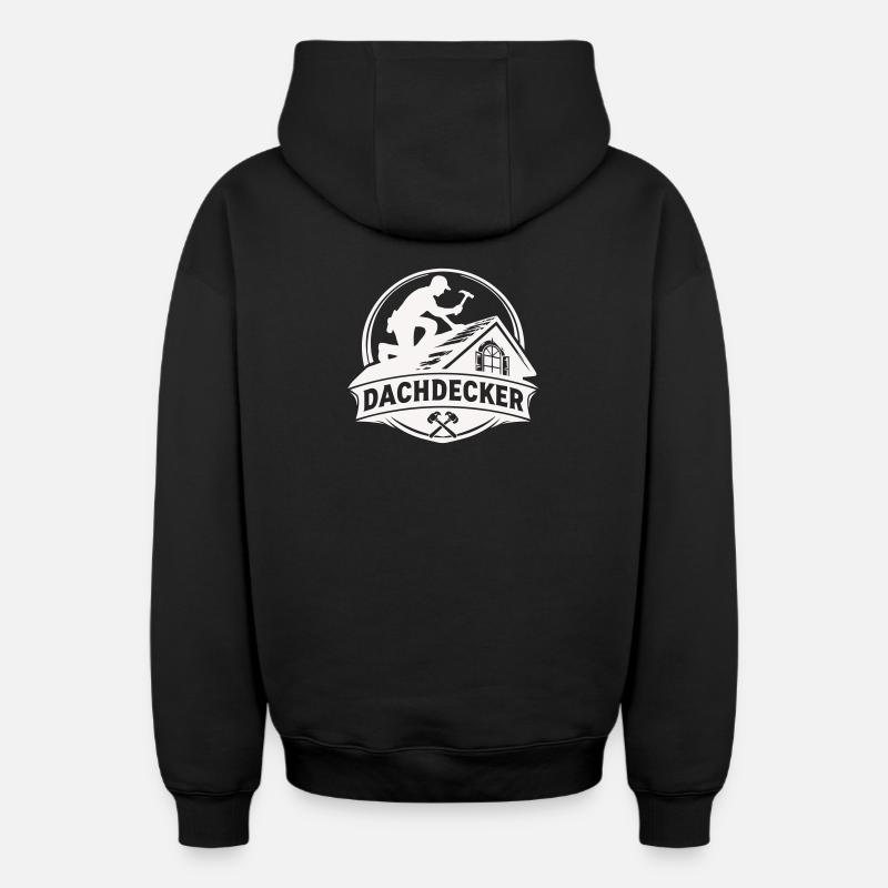 Roofer Craft Logo Motif - Sweat à capuche unisexe zippé oversize épais SPREAD - noir