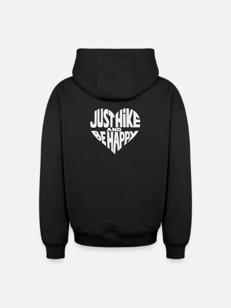 Juste randonner et être heureux design - Sweat à capuche unisexe zippé oversize épais SPREAD - noir