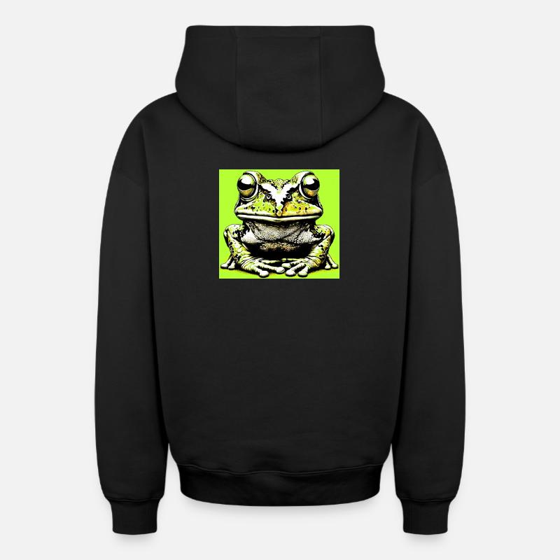 grenouille - Sweat à capuche unisexe zippé oversize épais SPREAD - noir