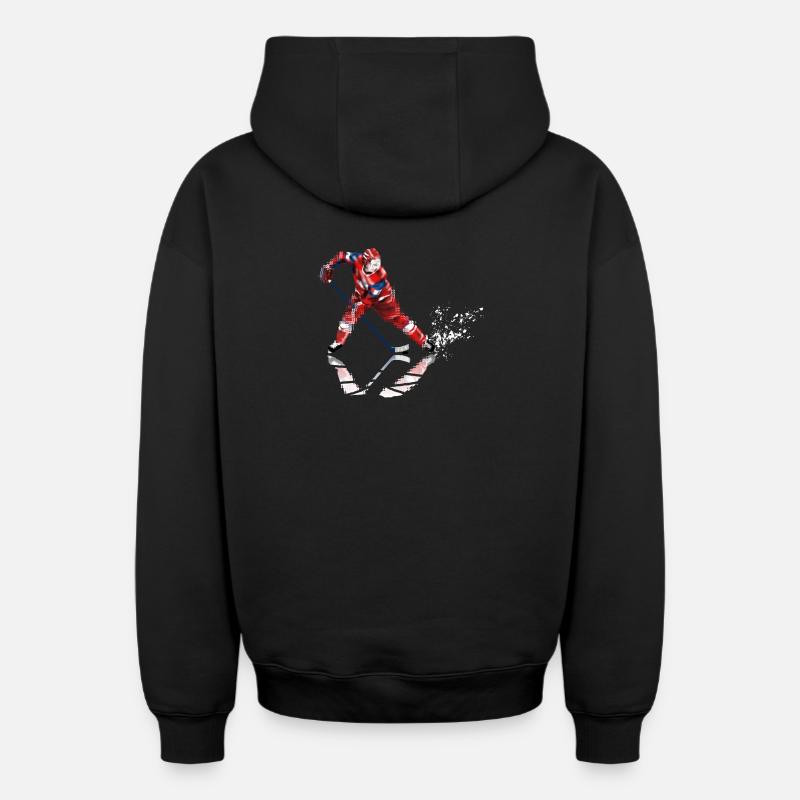 hockey - Sweat à capuche unisexe zippé oversize épais SPREAD - noir