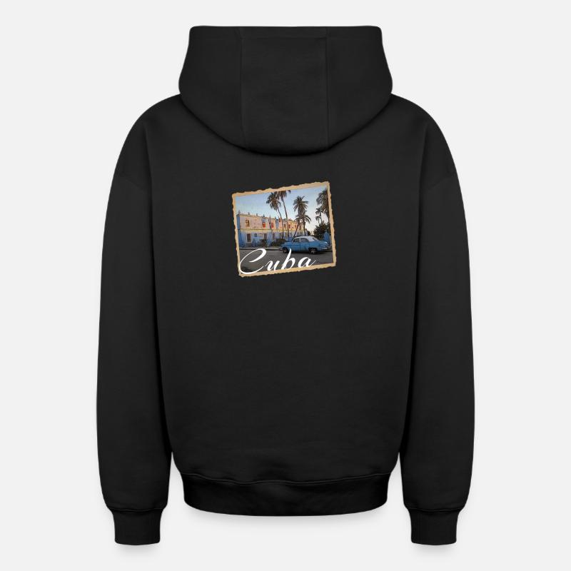 Cuba - Sweat à capuche unisexe zippé oversize épais SPREAD - noir