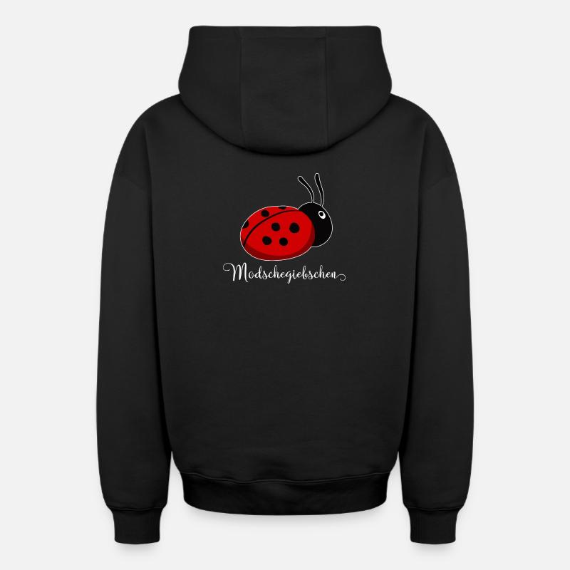 Modschegiebchen Ladybug Saxon Gift Idea - Oversized Heavyweight Unisex Zip Hoodie - black