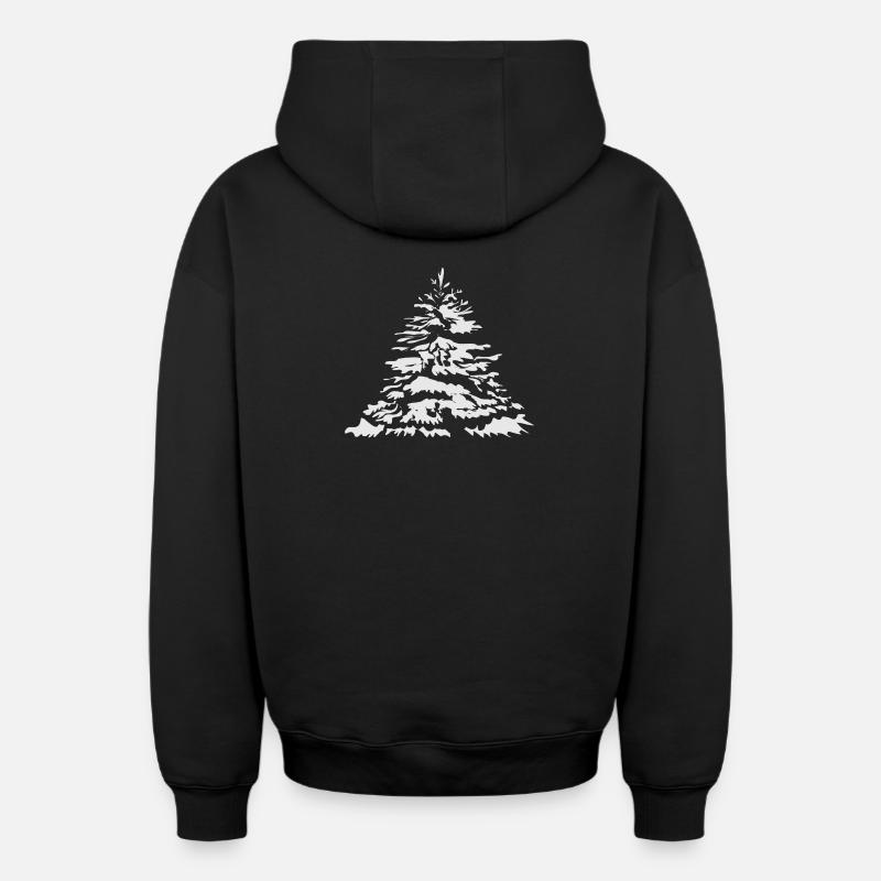 schneebedeckter Christbaum oder Tannenbaum - Oversized Heavyweight Unisex Zip Hoodie - Schwarz